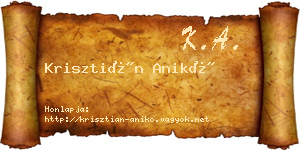 Krisztián Anikó névjegykártya