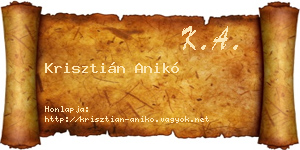 Krisztián Anikó névjegykártya